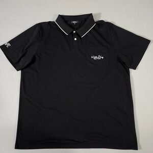 Malbon Polo Shirt Mens XXL Black Roll King Golf Pique Short Sleeve Pocket